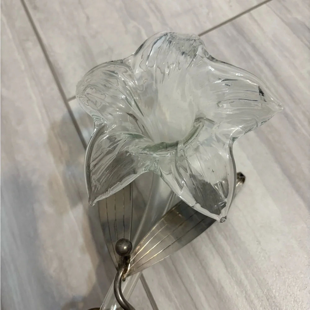 Art Deco Silver Plated Flower Vase With Metal Holder